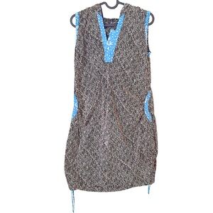 100% Cotton Batik Shift‎ Dress Swim Cover With Hood and Pockets NWT One Size